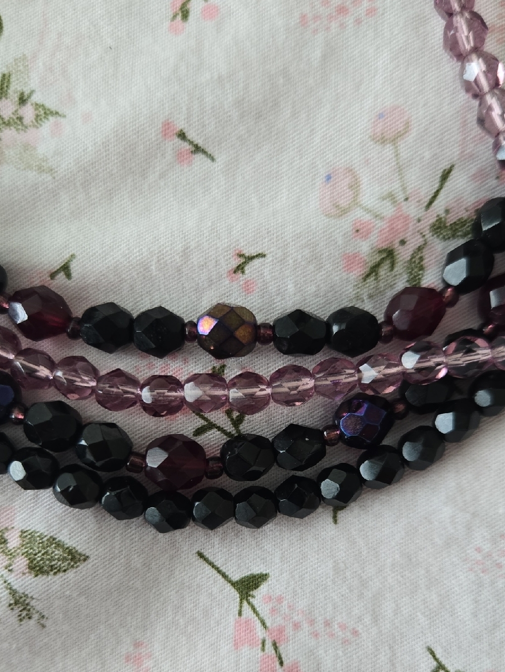 Multi-Strand Purple and Black Beaded Necklace - Picture 5 of 5